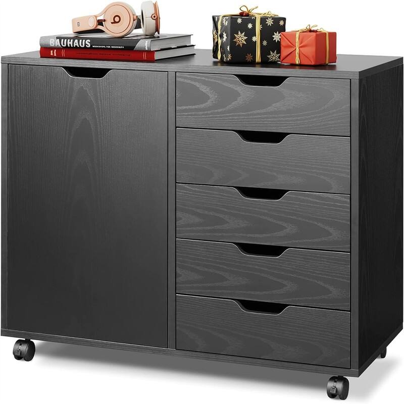5-Drawer Wood Dresser Chest - 15.8"D x 30.8"W x 25.5"H - Black