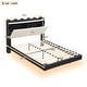 preview thumbnail 3 of 10, Stylish Upholstery Platform Bed with LED Light Strips, Storage Headboard & 2 USB Charging