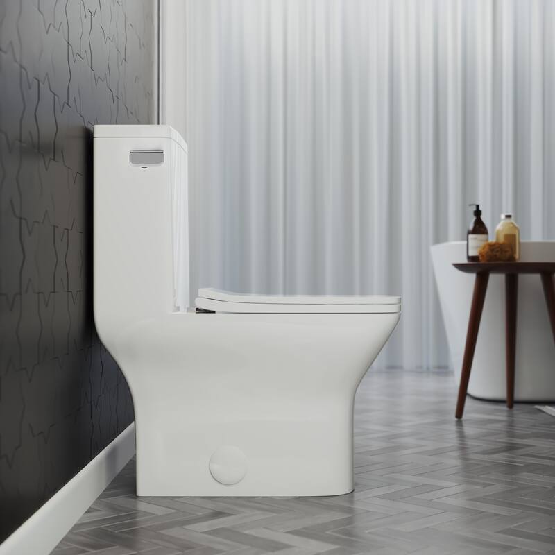 Carré One-Piece Square Toilet Left Side Flush Handle Toilet 1.28 gpf