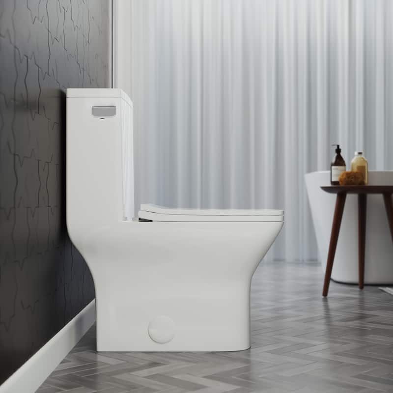 Carre One Piece Square Toilet Left Side Flush, 10" Rough-In 1.28 Gpf - 25.8" x 14.95" 29.95"