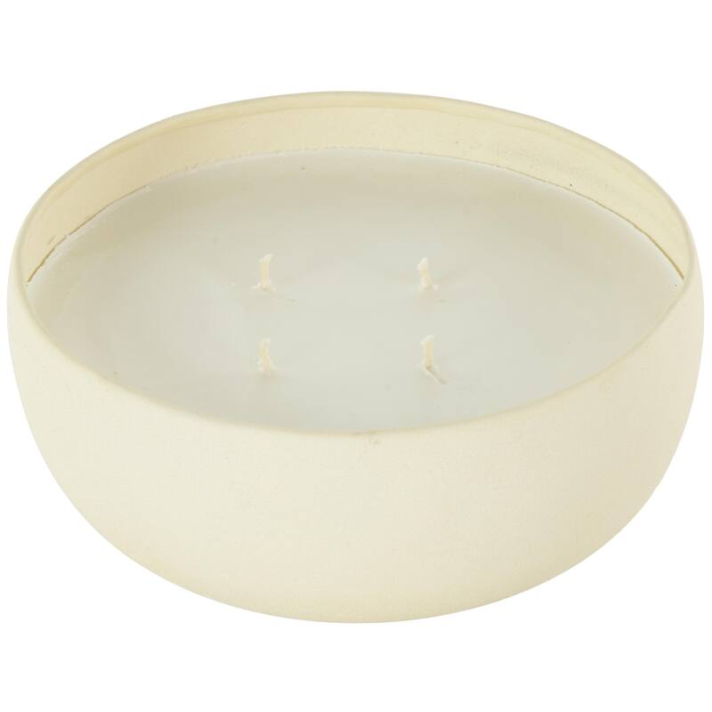 Beige, Black or Cream Metal Scented Textured 34oz 4 Wick Decorative Candle with White Wax