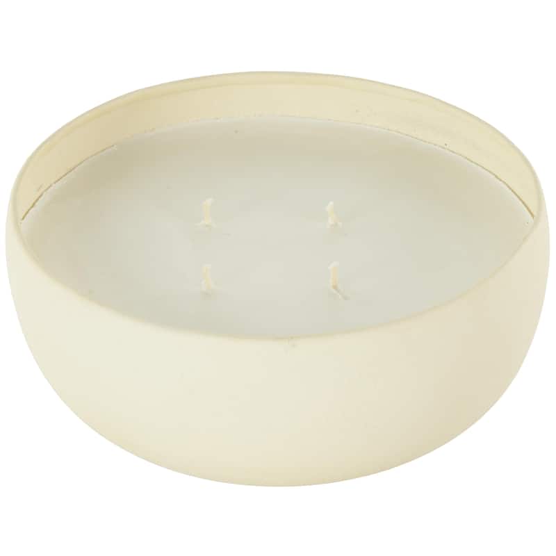 Metal Scented Textured 34oz 4 Wick Decorative Candle with White Wax - Beige, Black or Cream - Roche River Decor - Cream - Floral Paradise Scented