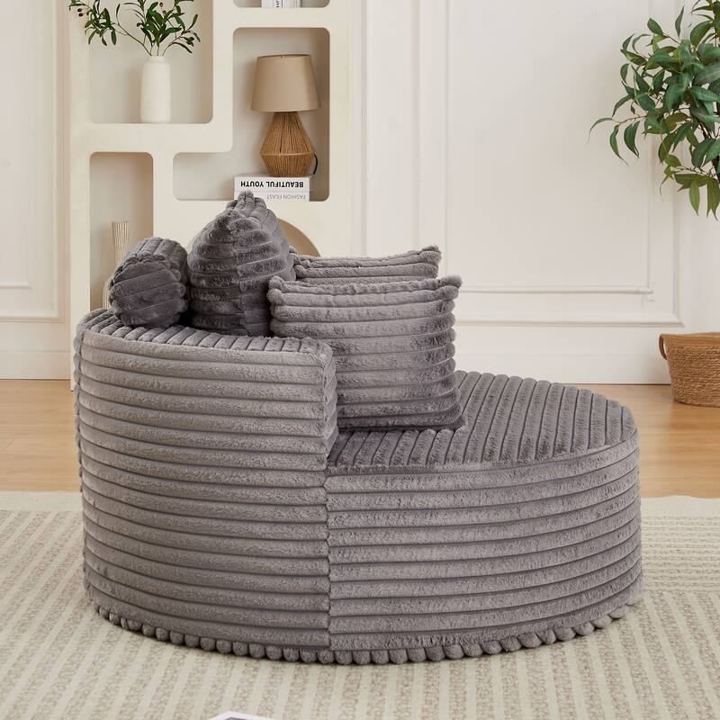 Rossetta 50"L Modern Backrest Pillow Design Fluffy Corduroy Sponge Single Sofa, No Assembly Required