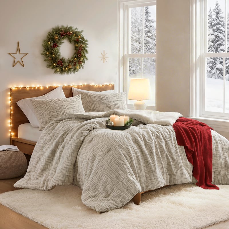 Chapel Hill Harper Oversized Cotton Matelasse Comforter Set - Brown - Full