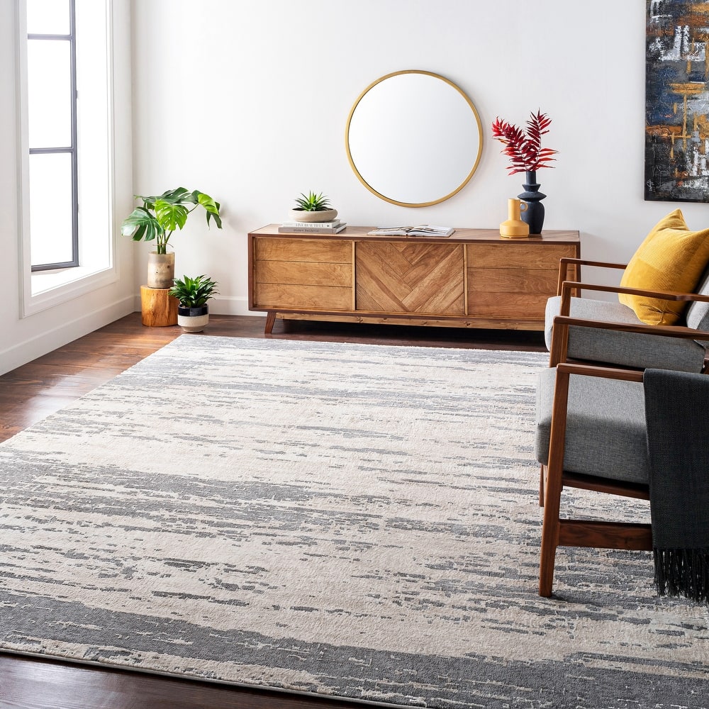 Livabliss Teddy Grey Abstract Modern Area Rug