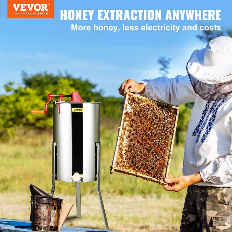 VEVOR Manual Honey Extractor 2/4 & 3 Frames Stainless Steel Beekeeping ...