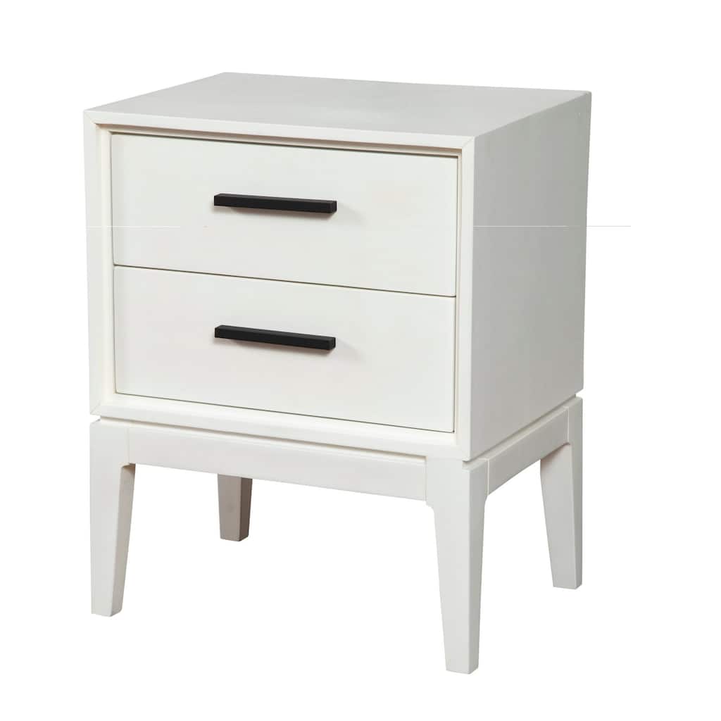 Nightstand with 2 Drawers and Wooden Frame, Off White