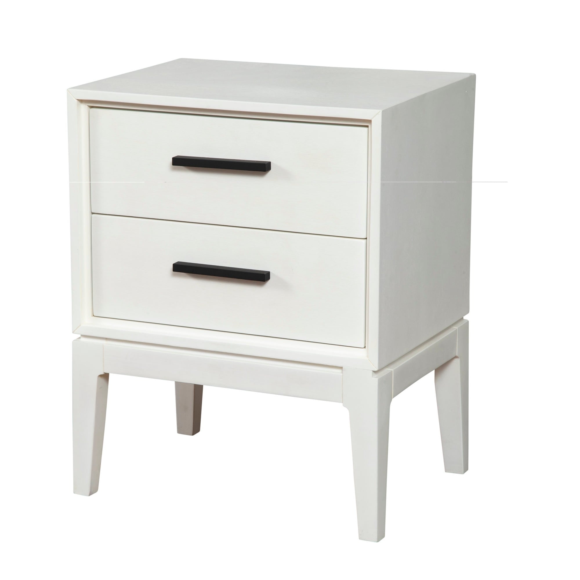 Nightstand with 2 Drawers and Wooden Frame, Off White