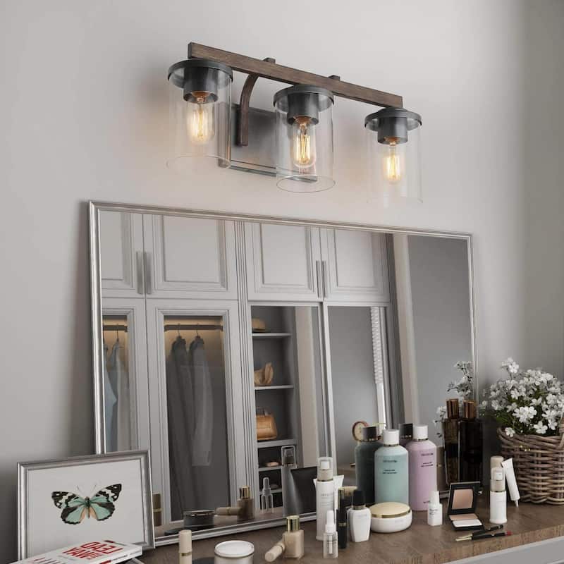 Fora Modern Farmhouse 3/4-Light Bathroom Vanity Lights Glass Wall Sconces