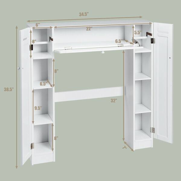 Shop Costway Wooden Over The Toilet Storage Cabinet Drop Door