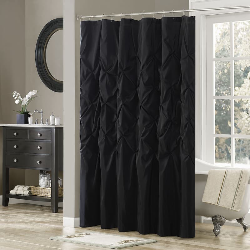 Tufted Semi-Sheer Shower Curtain - Black
