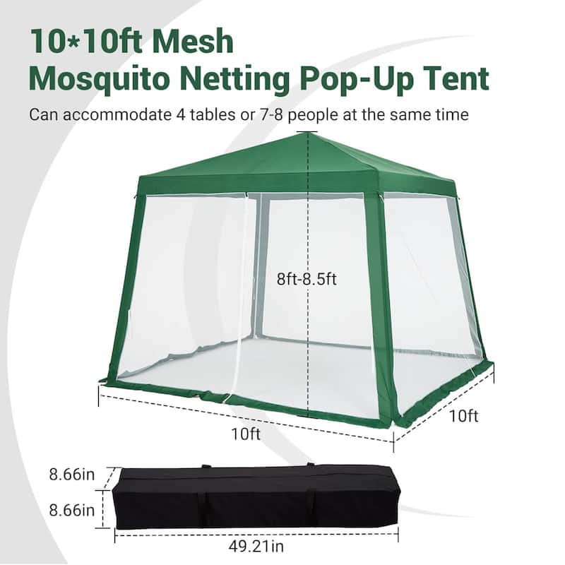10X10 Ft Instant Pop Up Canopy Tent, Portable Picnic Shade for Outdoor Parties, Camping, Events - N/A