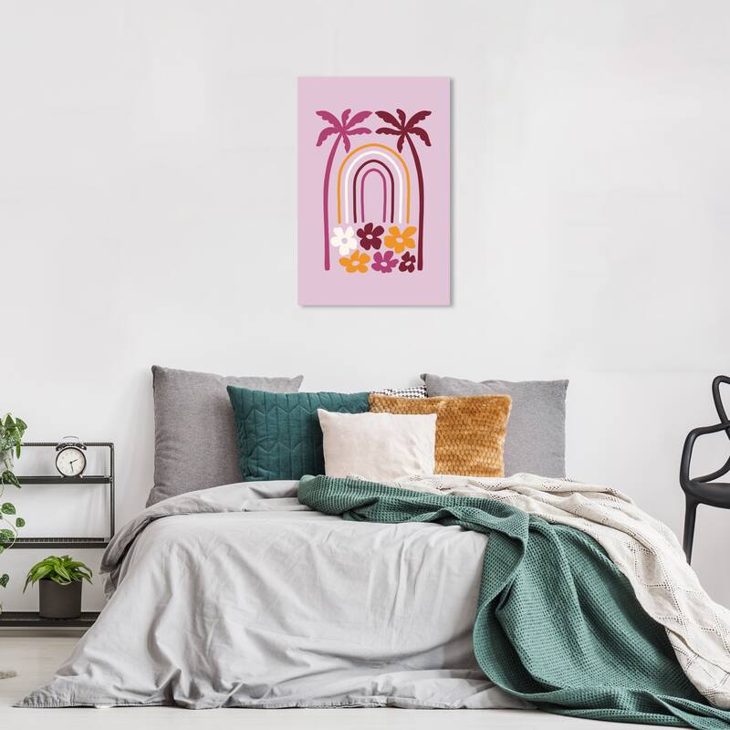 Wynwood Studio Canvas Floral and Botanical Purple Palms Yard Paradise Purple Modern & Contemporary Wall Art Canvas Print - 24 x 16
