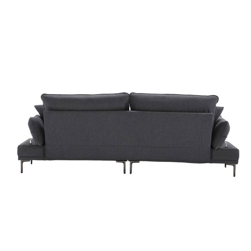 Modern upholstered loveseat couches with metal feet - N/A