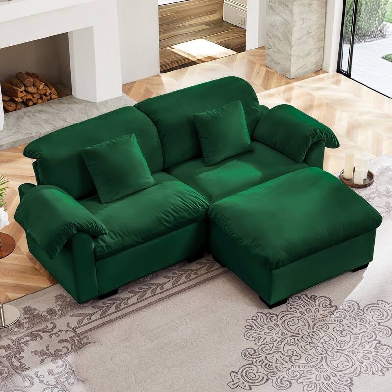 Velvet Fabric Modular Cloud Couch with Storage Seat,Free Combination