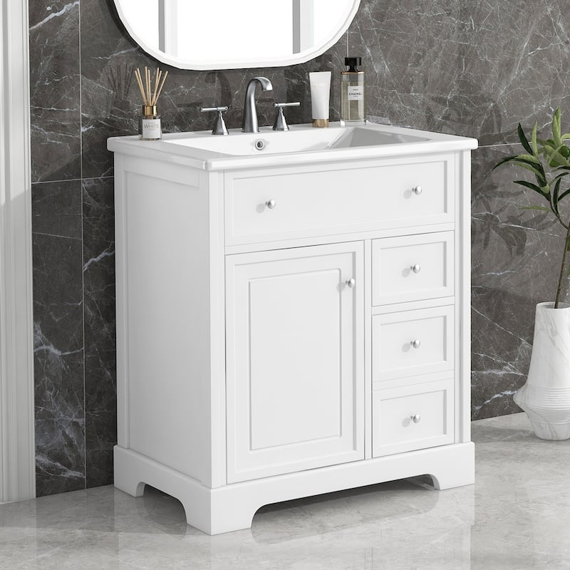 Merax Bathroom Vanity with Sink Top & Hidden Door Rack