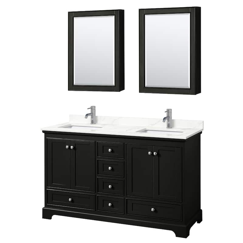 Deborah 60-inch Double Vanity, Quartz Top, Medicine Cabinets