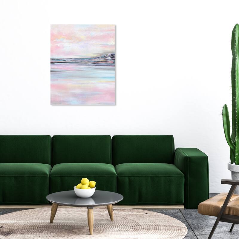 Wynwood Studio Nature and Landscape Pastel Morning Pink and Pastel Pink Nautical & Coastal Wall Art Canvas Print - 36 x 30