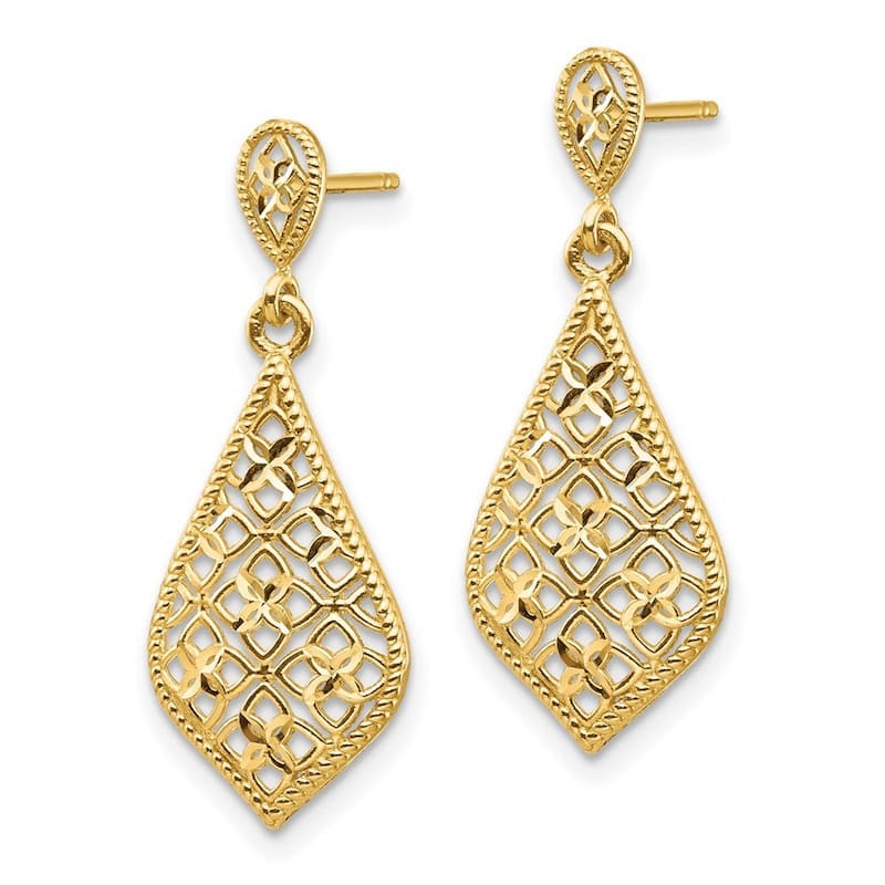 Curata 14k Fancy Dangle Post Earrings - 27.5x10mm Wide