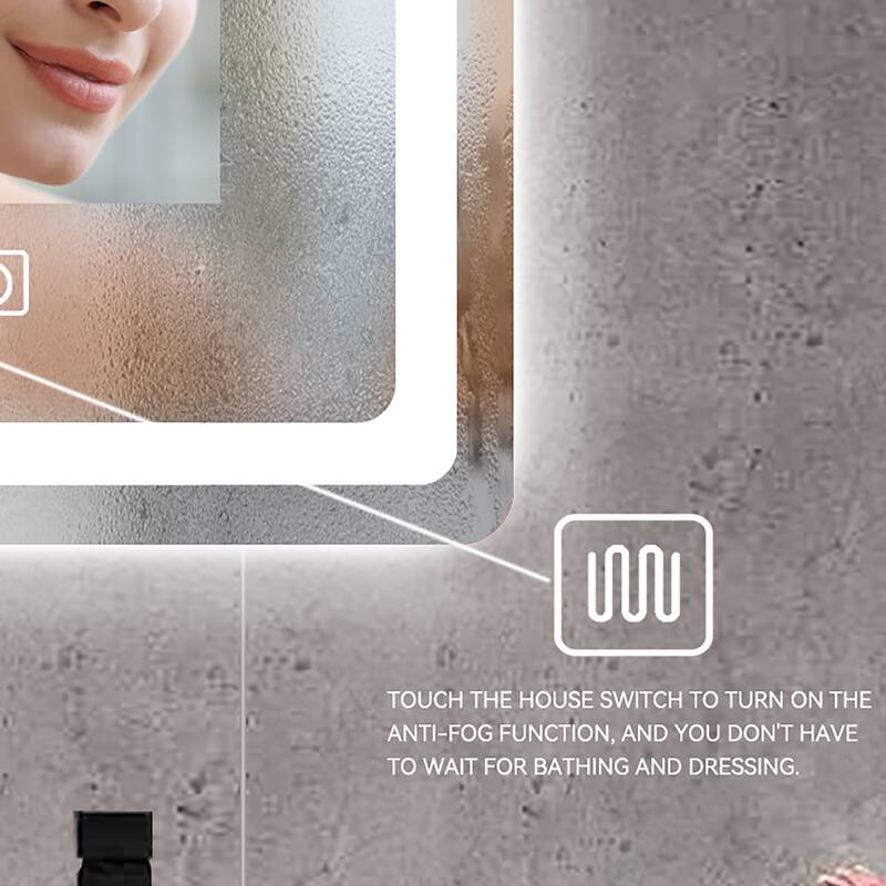 28/32/36/48/56 Inch Rectangular Frameless Anti-Fog Wall Mounted LED Bathroom Vanity Mirror