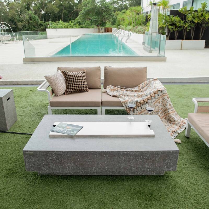 Elementi Hampton Outdoor Fire Pit Table 56" Rectangular Patio Heater - Natural Gas