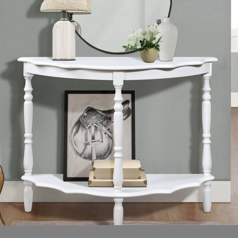 Retro Circular Curved Half-Moon Console Table