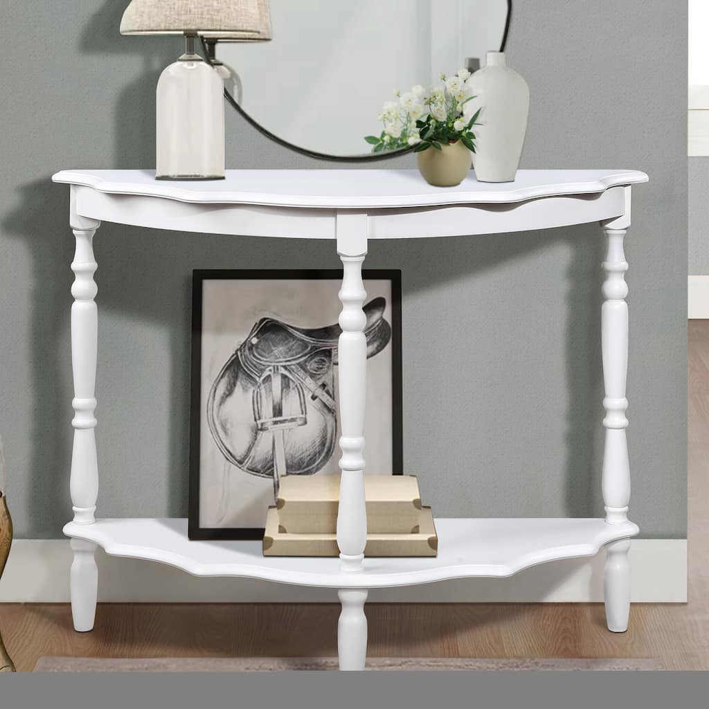 Retro Circular Curved Half-Moon Console Table