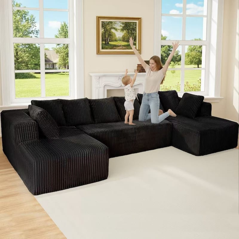 GDFStudio - American Design Modular 130" U-Shaped Sectional Sofa, Chaise Lounge with Reversible Layout