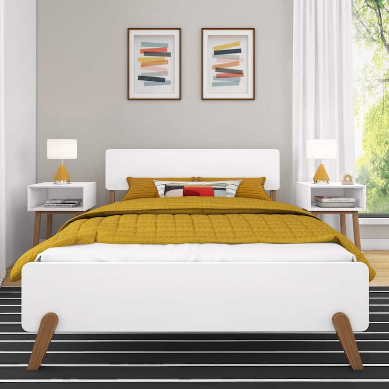 Max and Lily Mid-Century Modern Full-Size Panel Bed