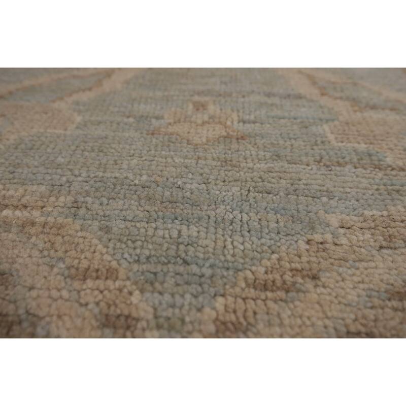 Light Blue Oushak Vegetable Dye Area Rug Handmade Wool Carpet - 8'3"x 9'7"