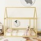 preview thumbnail 3 of 11, Full Size Floor Wooden Bed with House Roof and Safety Guardrails,Kids Bed Design