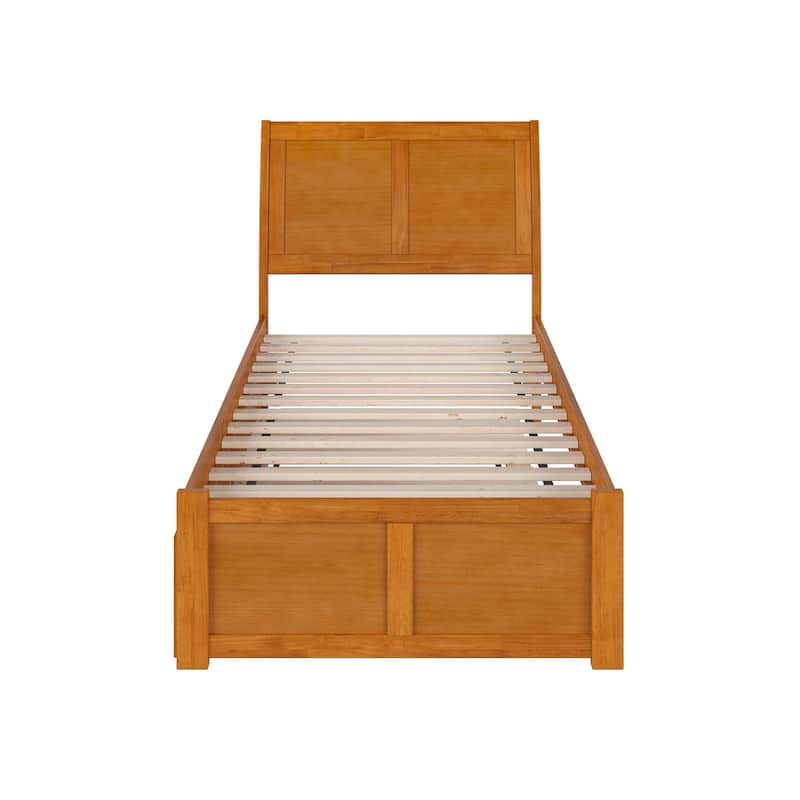 Portland Platform Bed with Footboard and Twin XL Trundle