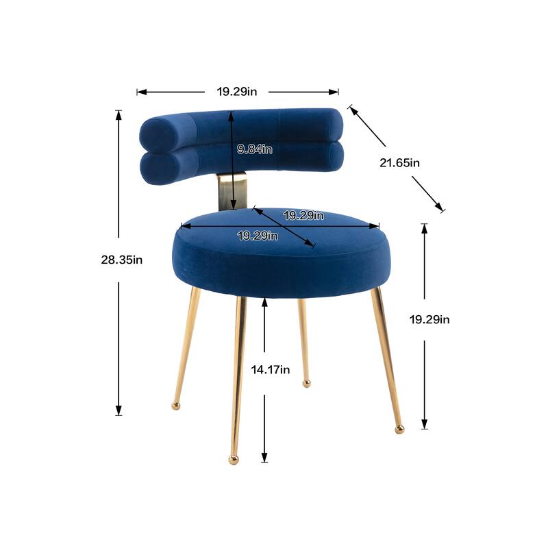 Velvet light luxury dining chairs, metal leisure chairs with backrest,sets of 2