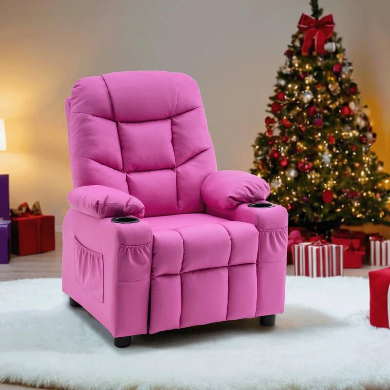 MCombo Big Kids Recliner Chair with Cup Holders - 28.3"(L)x26.0"(W)x34.2"(H)