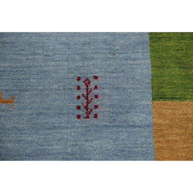 Hand Knotted Oriental 100% Wool Carpet Tribal Animal Pictorial Multi-Colored Gabbeh Area Rug - 9' 10'' X 6' 5''