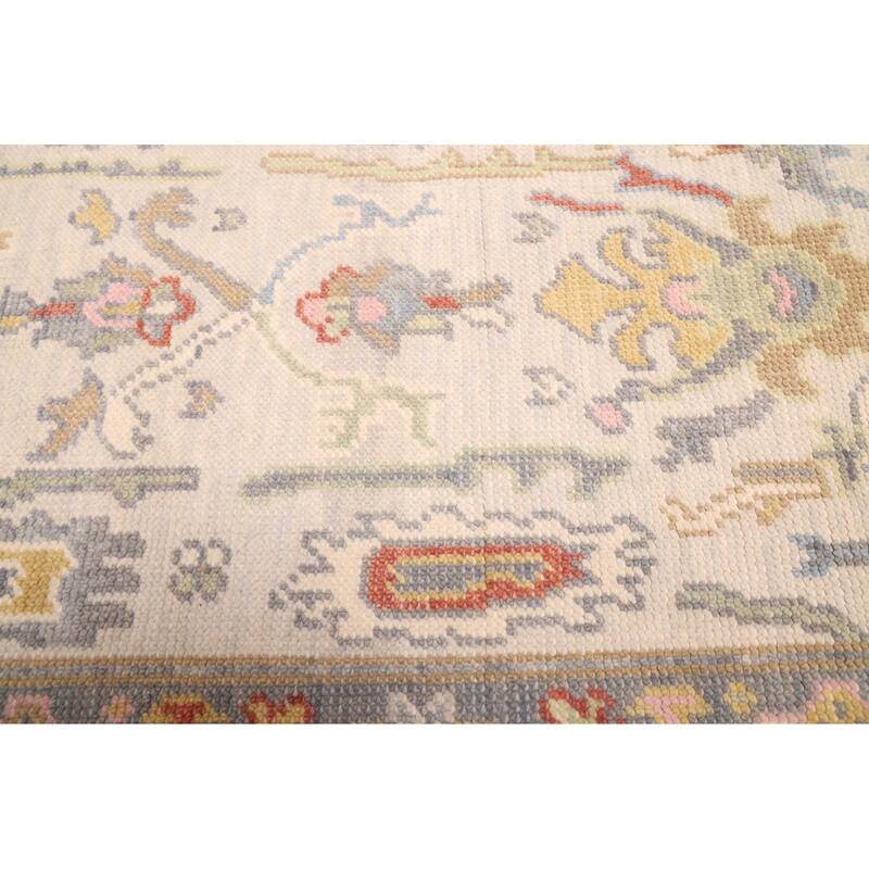 ECARPETGALLERY Hand-knotted Modern Oushak Light Grey Wool Rug - 2'8 x 7'11