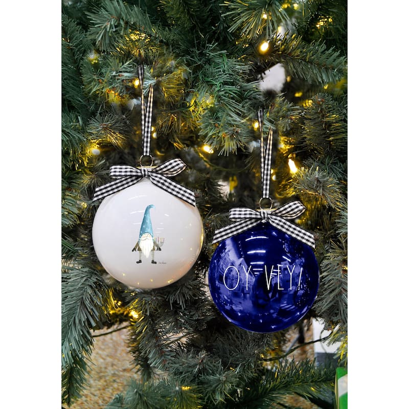 Rae Dunn Set of 2 HANUKKAH Ornaments - Blue