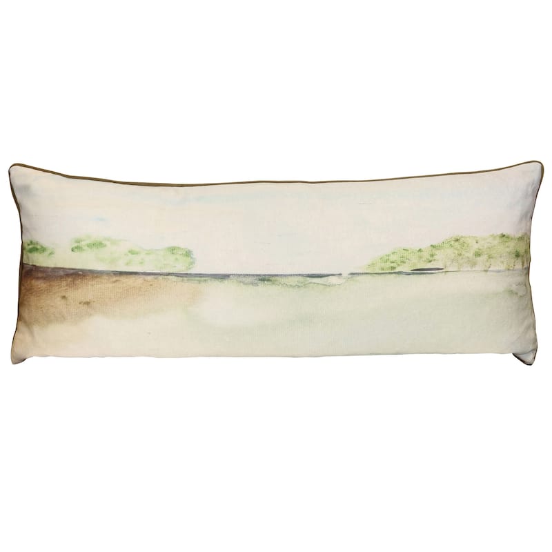StyleCraft Tamara Day for StyleCraft Verdant Field Abstract I Pillow - Fresh Green, Soft Ivory & Muted Moss - 36" x 14"
