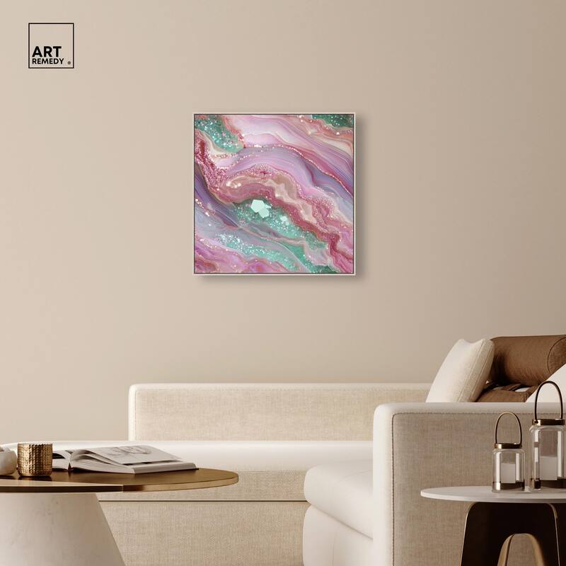 Pink and Mint Crystal II Canvas by Art Remedy
