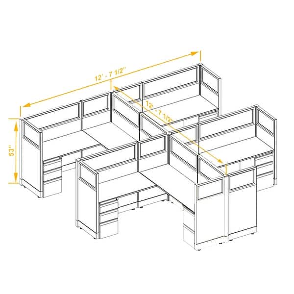 Glass Office Cubicles 53H 4pack Cluster Unpowered - Bed Bath & Beyond ...
