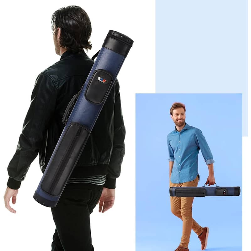 GSE™ 2x2 Oval Deluxe Hard Billiard Pool Cue Stick Carrying Case, Billiard Cue Case Holds 2 Butts/2 Shafts (4 Colors)