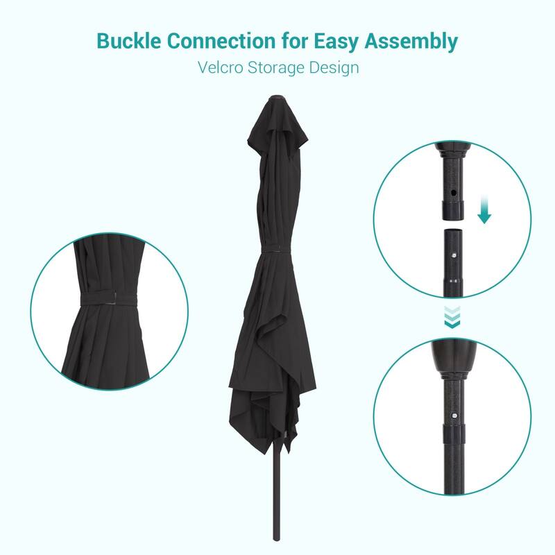Bonosuki 10 x 6.5ft Patio Rectangular Umbrella with Tilt and Crank