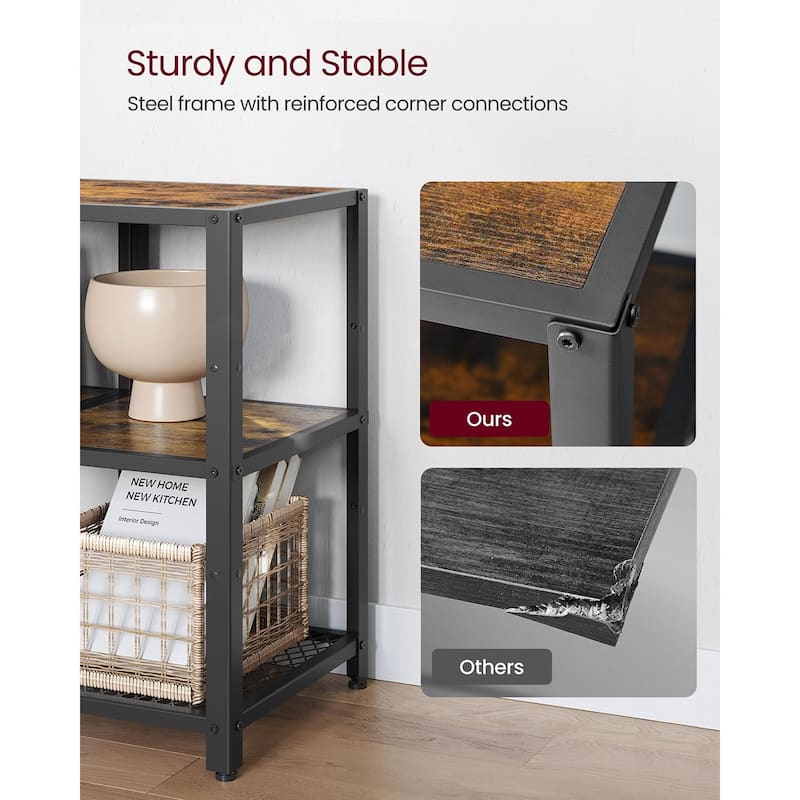 Black Wooden Storage TV Stand for 65 Inch TVs with Shelves and Cabinet - 57.9"L x 15.7"W x 25.6"H
