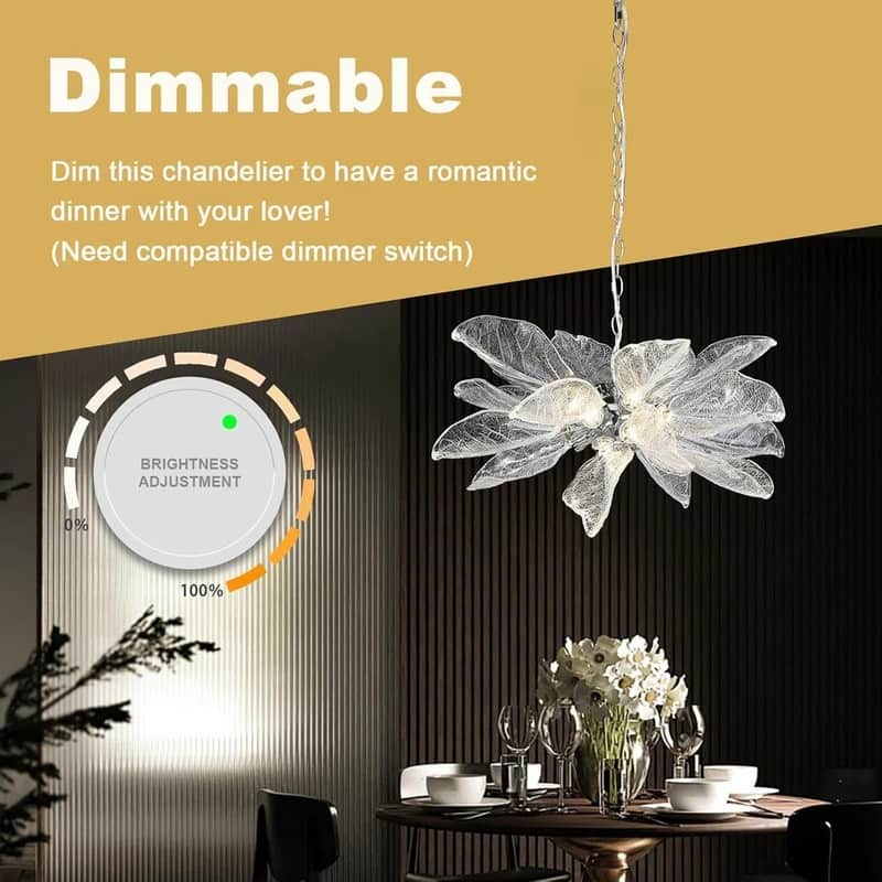 KAYLA D31.5" 18-Light Modern Chandelier, Bionic Leaf Chandelier