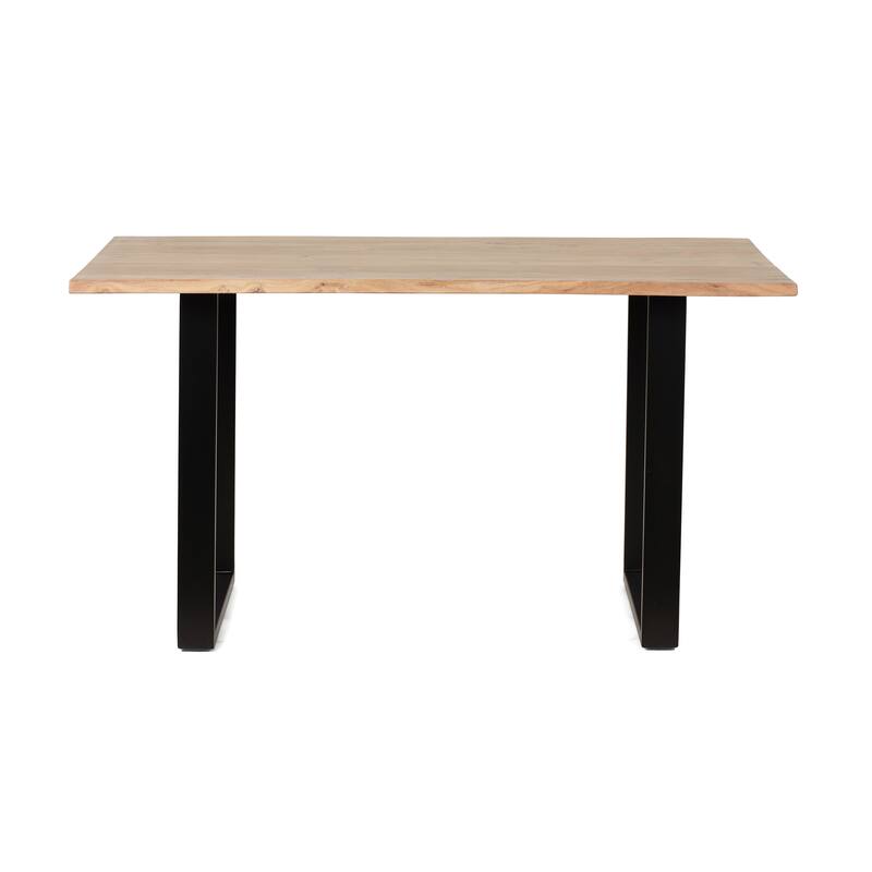 Roomfitters Modern Dining Table with Natural Wood Top and Sturdy Black Metal Legs, Stylish Design for Dining Rooms and Kitchens