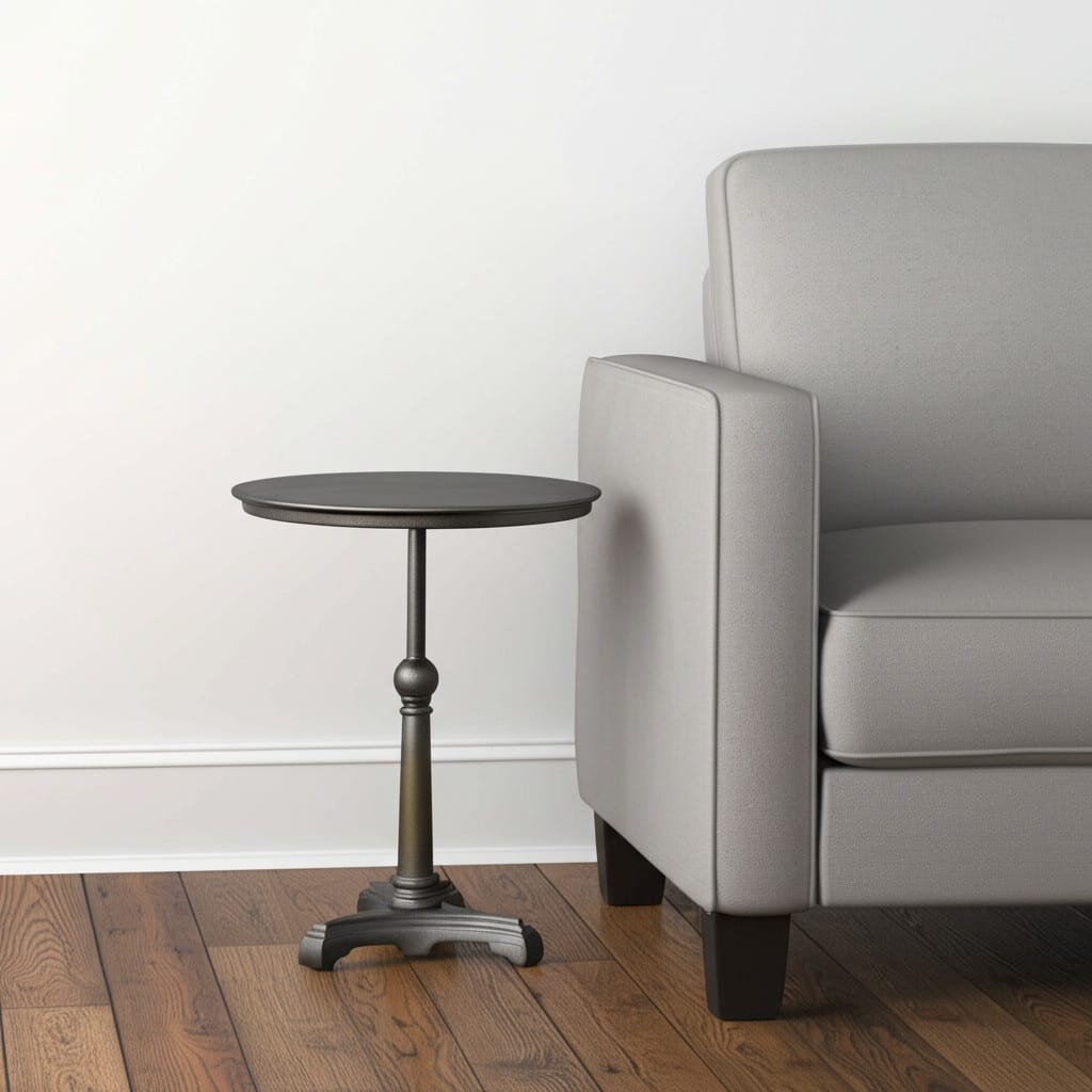 HomeRoots 30" Brown Iron Round Pedestal End Table - 24.00 in. x 30.00 in. x 24.00 in.