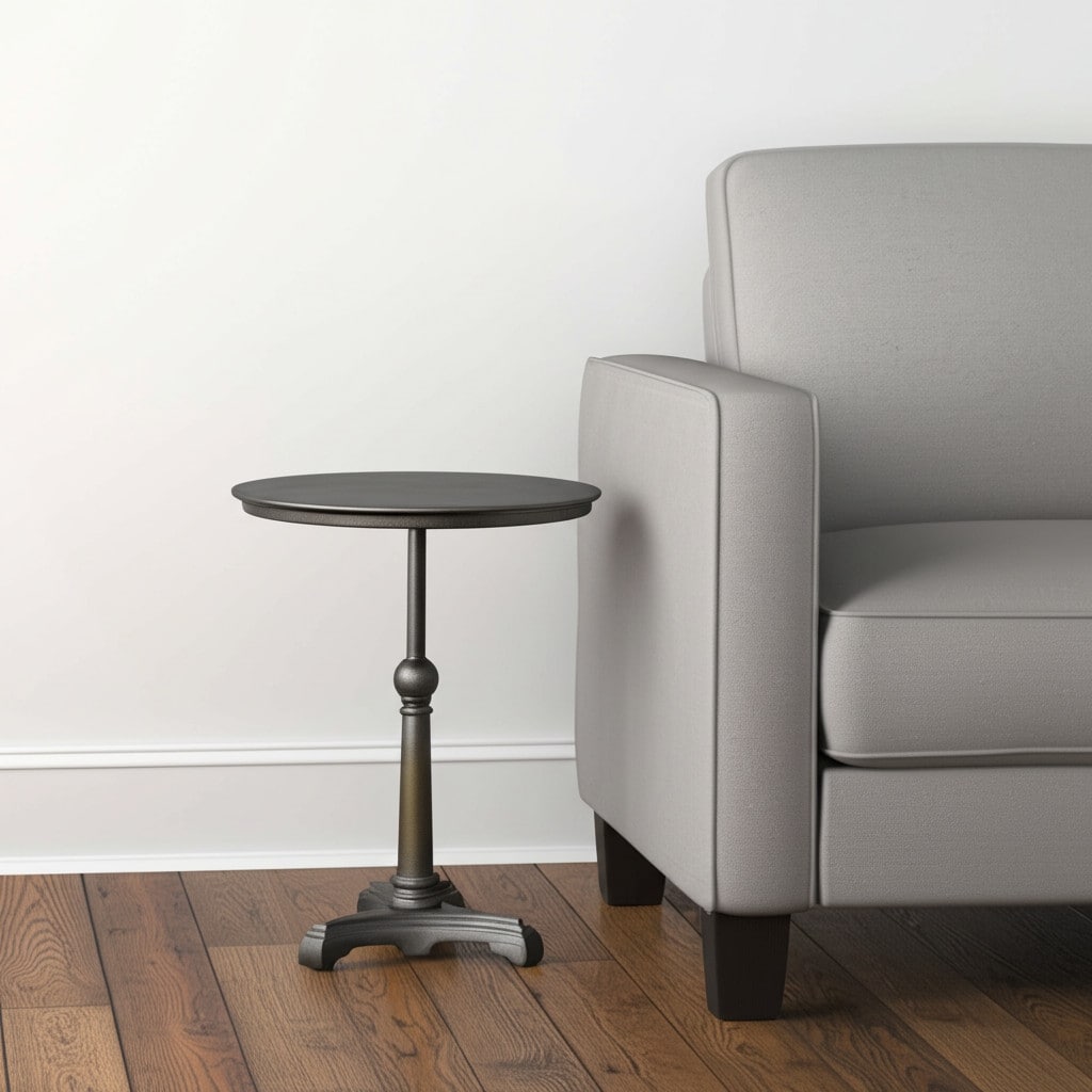 HomeRoots 30" Brown Iron Round Pedestal End Table - 24.00 in. x 30.00 in. x 24.00 in.