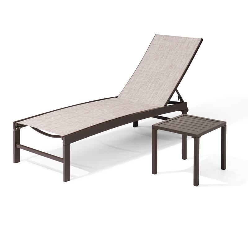 VredHom Outdoor Furniture Patio Chaise Lounge with Side Table - 76.38 " L x 23.62 " W x 13" H