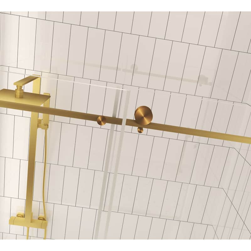 60 "W x 60" H Frameless Shower Door with Stainless Steel Handle - 60'' x 0.31'' x 60''