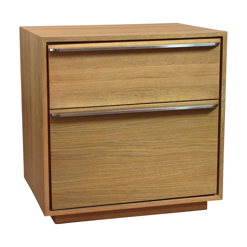 28" Oak Two Drawer Wood Nightstand